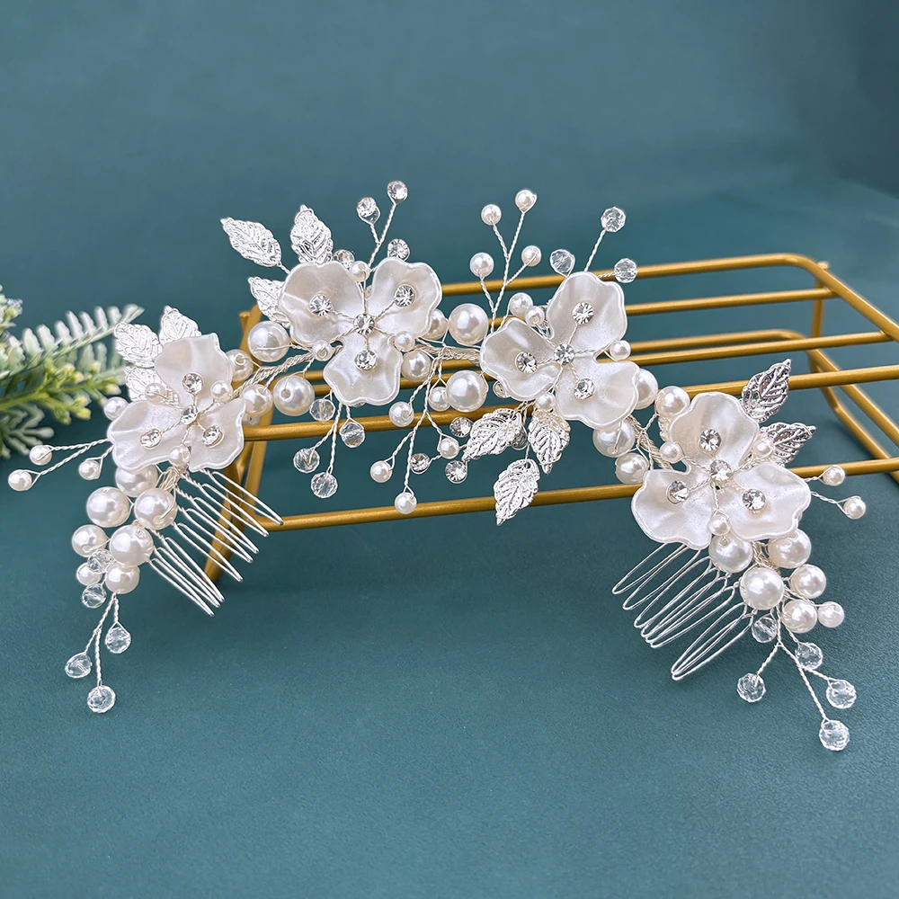 DZ194 Wedding Headdress Pearl Bridal Headwear Flower Wedding Accessories Bridesmaid Headband Bride Hair Clips Ladies Comb