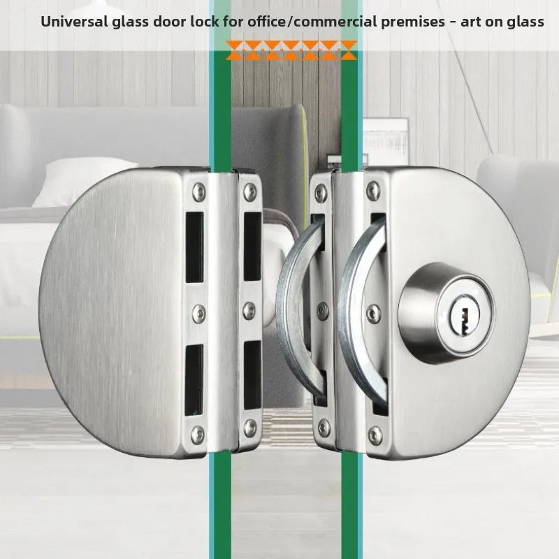 U Type Glass Door Lock No Drilling Required Stainless Steel Half Round Single Door Floor Lock