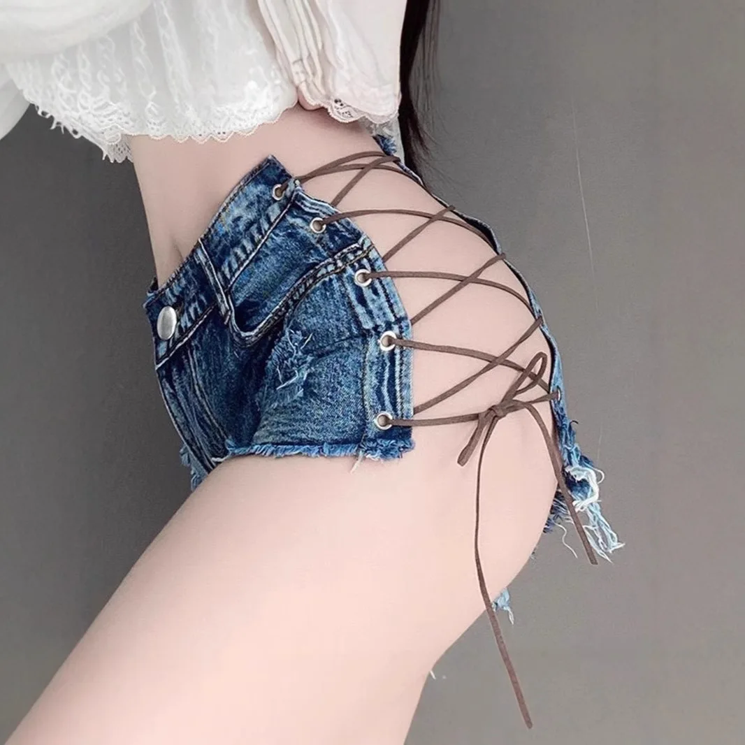 

Женские шорты с низкой талией, сексуальные джинсовые шорты с открытыми отверстиями, джинсовые шорты для ночного клуба