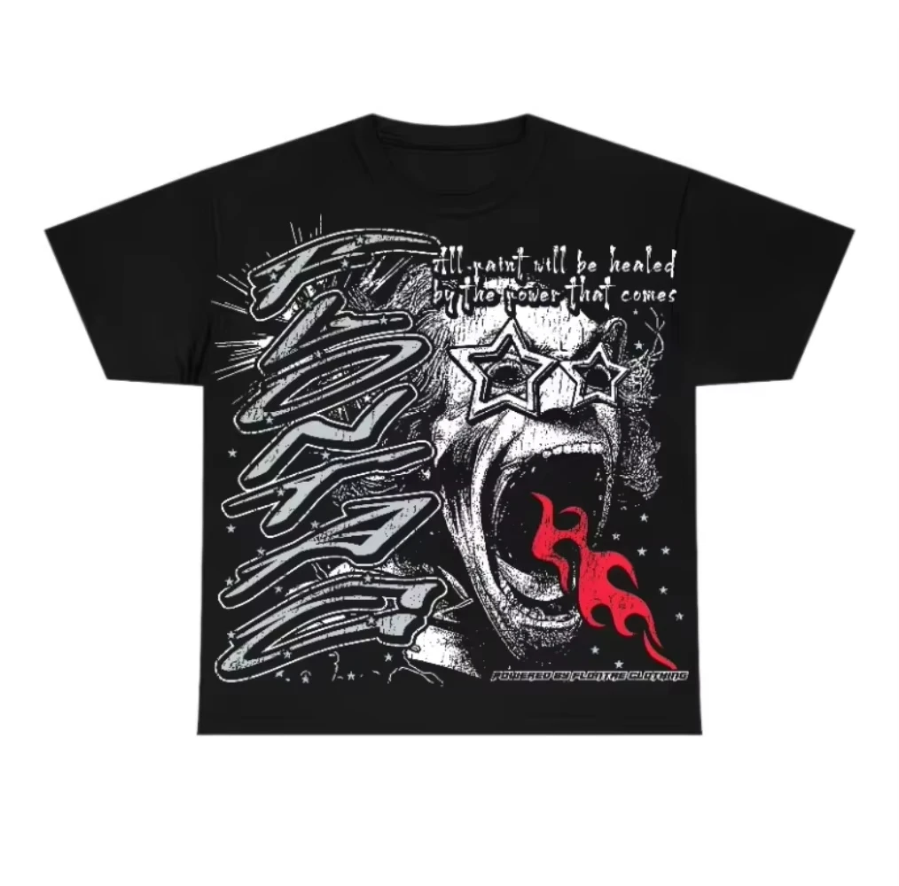 2026 Summer Hell Star Printed T-Shirt Men's and Women's Cotton Short Sleeve Retro Y2K Streetwear Classic Fashion Printed Top Tee