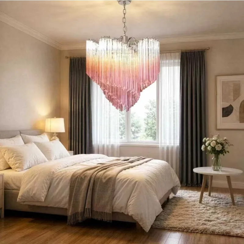 French Luxury Spiral Crystal Chandeliers Living Room and Bedroom Design Lighting Pink Dining Rooms and Bedroom Chandelier