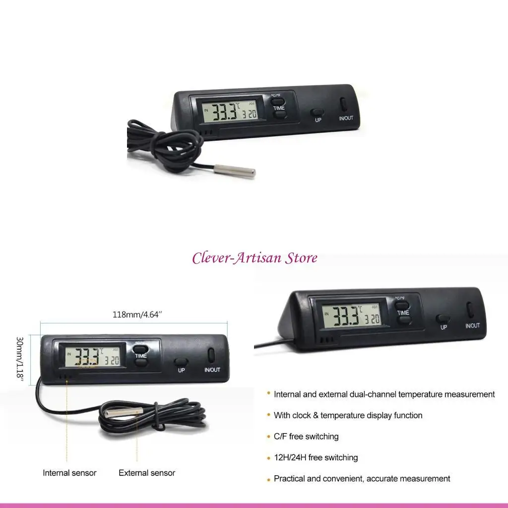 

E06b Авто автомобиль Портативный цифровой термометр с ЖК -дисплеем в Out Chol Car Appertion Homepance Appliances Мониторинг