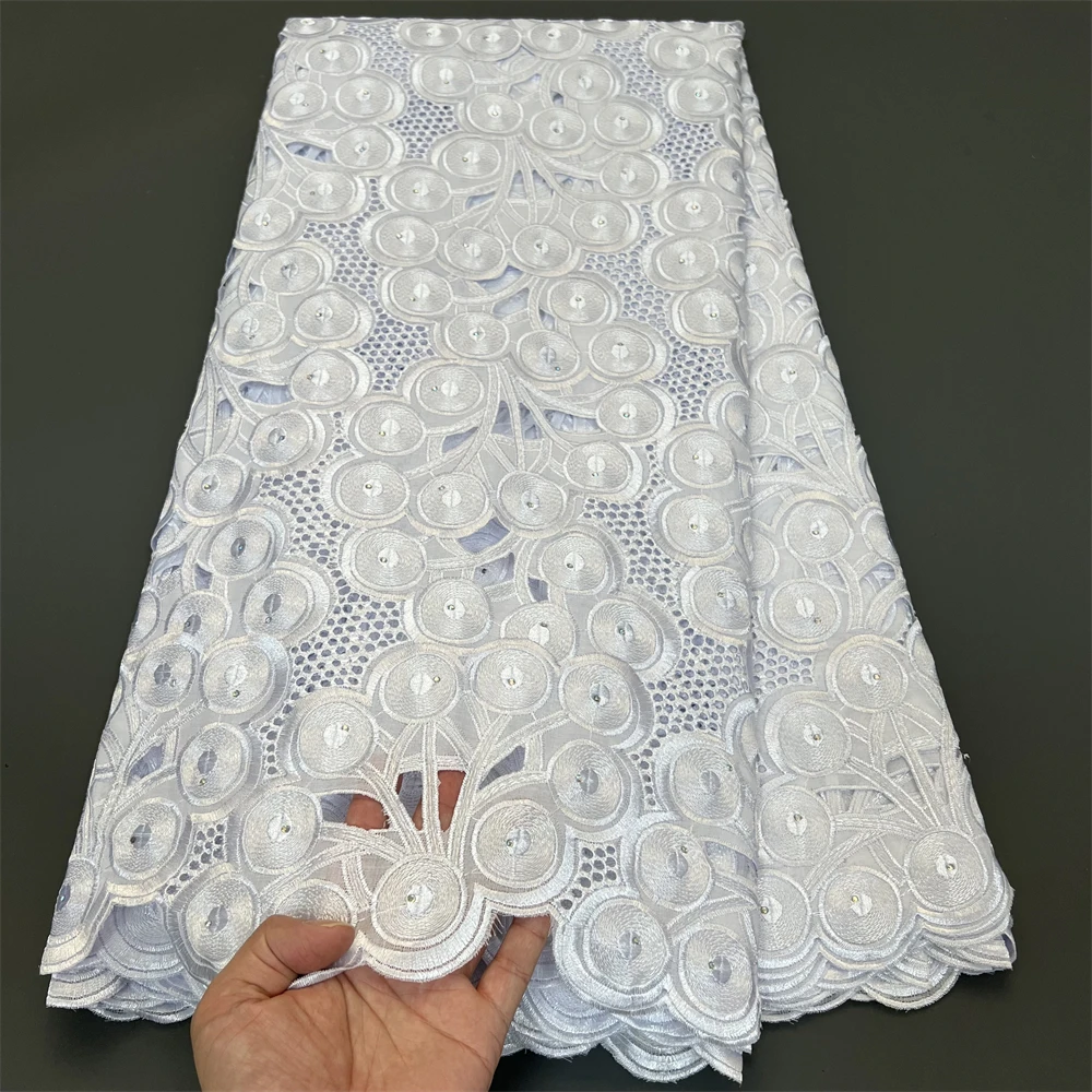 African Swiss Cotton Voile Lace Really Soft High Quality 5Yards 100% Cotton Embroidery Nigeria Fabric For Wedding