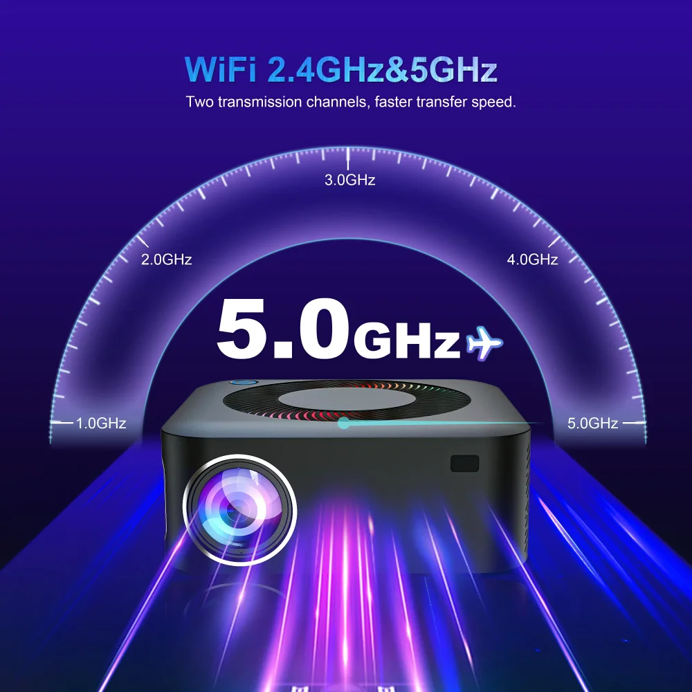 Paihao X5 جهاز عرض صغير 1080P FHD 400 Ansi Lumens محمول Android11 فيديو متعاطي المخدرات التحكم الصوتي مكبر صوت مدمج ثلاثي الأبعاد 4000 لومن