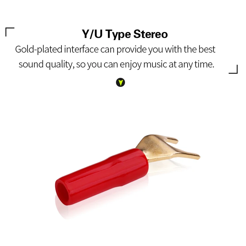 YYTCG 8PCS Gold-plated Copper Banana Plugs U/Y Type High quality Banana Connector Speaker Wire Connector With Plastic Handle Ca