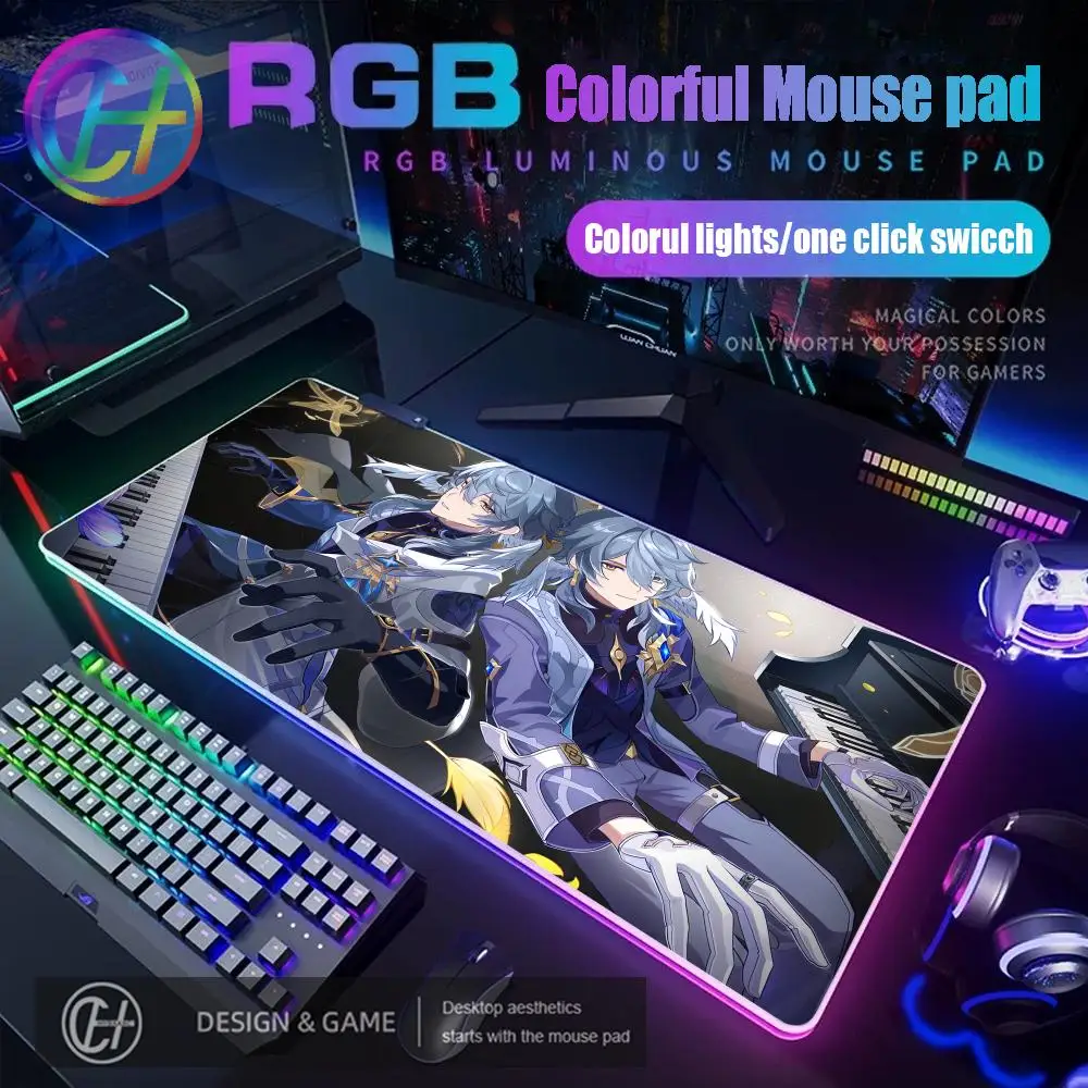 

HYBXAXC 800x400mm Mouse Pad RGB Gaming Mouse Pad Desk Mat HD Gamer Large LED Light XXL Sunday Honkai Star Rail Mouse Pad