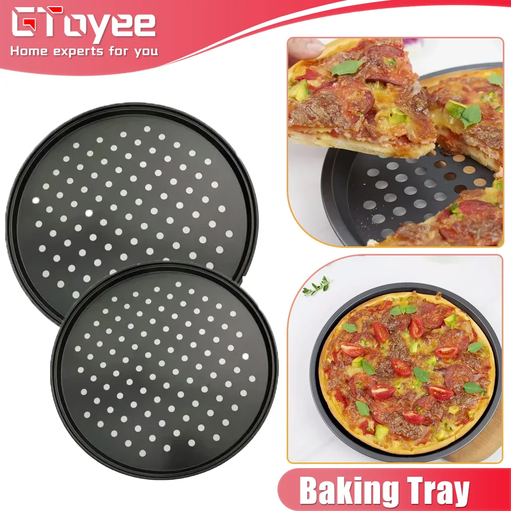 

Nonstick Rolling Bucket with Holes Tray Carbon Steel Perforated Pizza Pan Cooking Plate Dish Rack Kitchen BBQ Baking Tray Tools