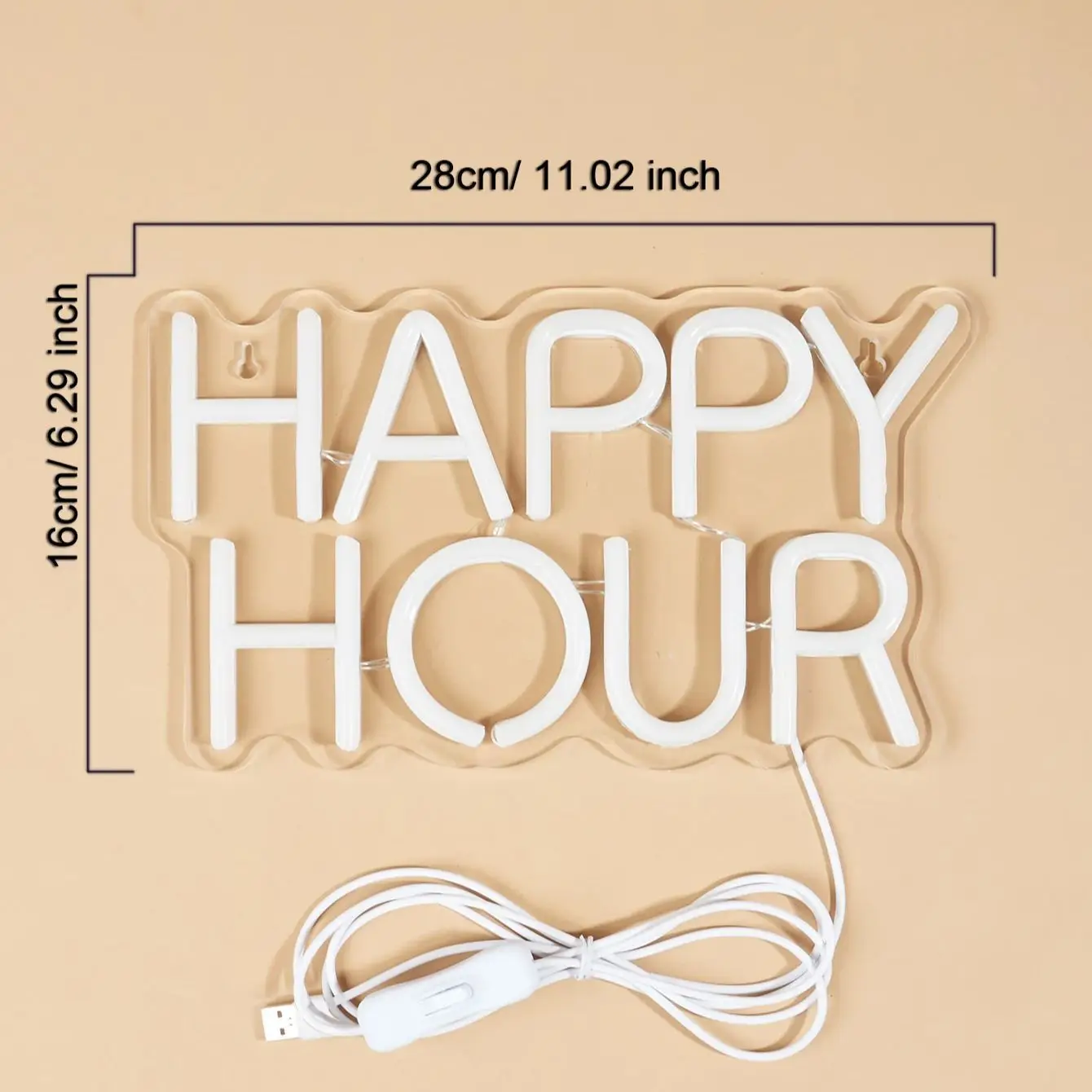 Chi-buy LED Neon Happy Hour USB Powered Neon Signs Night Light Suitable for Bedroom, Wedding, Game room，gift