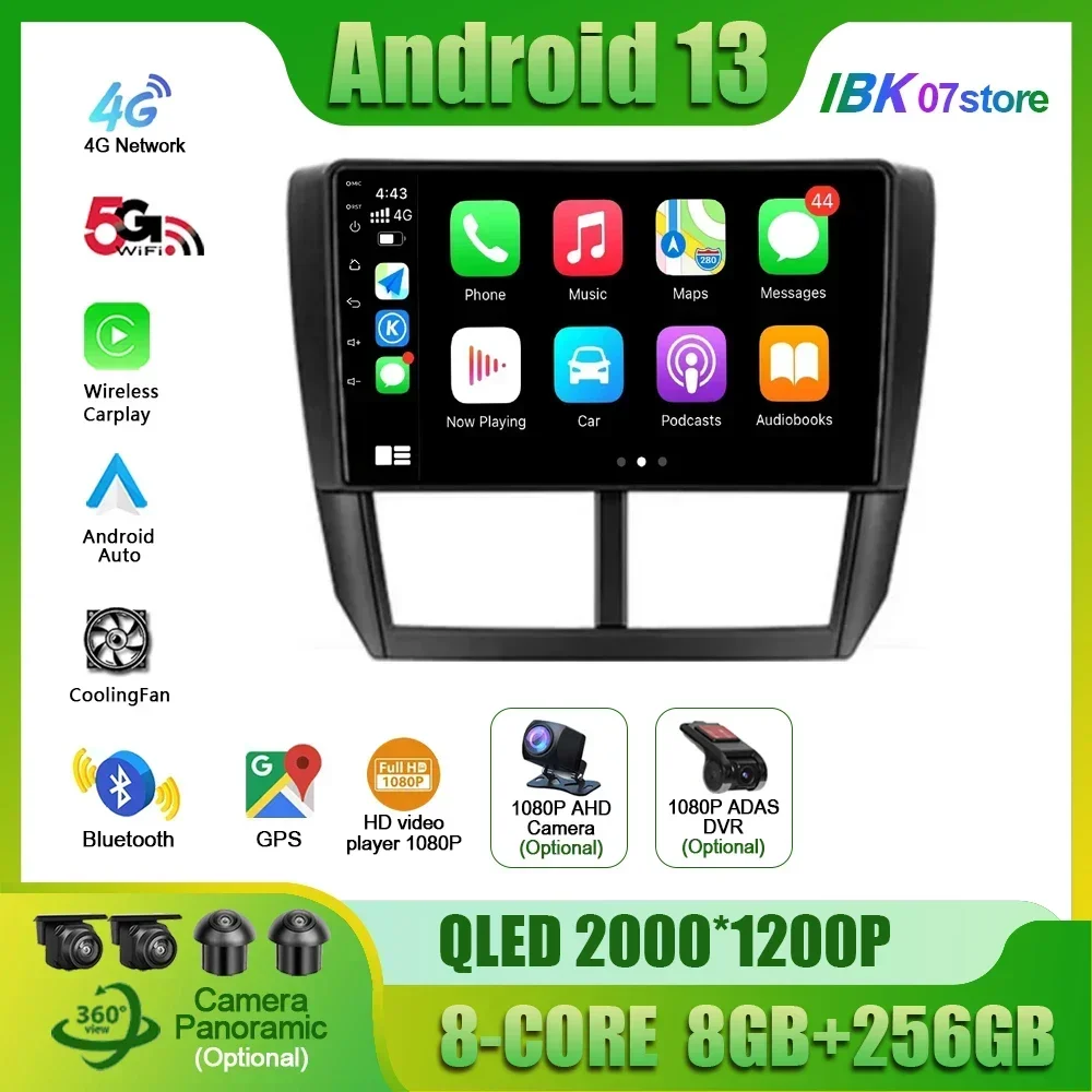 Android 13 For Subaru Forester 3 SH 2007-2013  /  Impreza GH GE 2011 Car Radio Multimedia Navigation 4G GPS 2 Din Screen