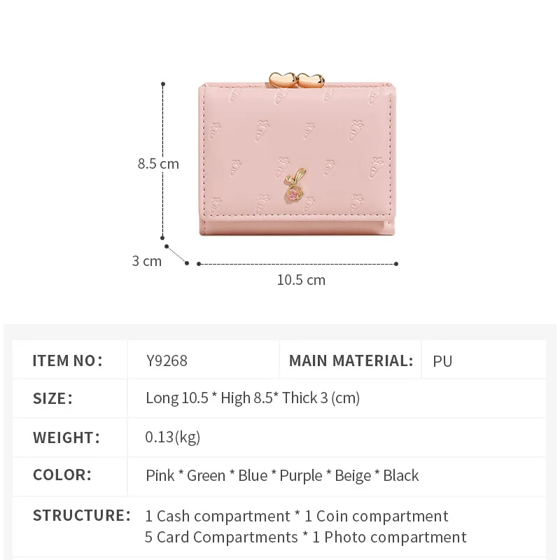 Dompet Lipat Wanita Desain Kucing & Ikan Bahan Kulit PU, Dompet Uang Kecil Gaya Segar, Kantong Koin Wanita untuk Pelajar