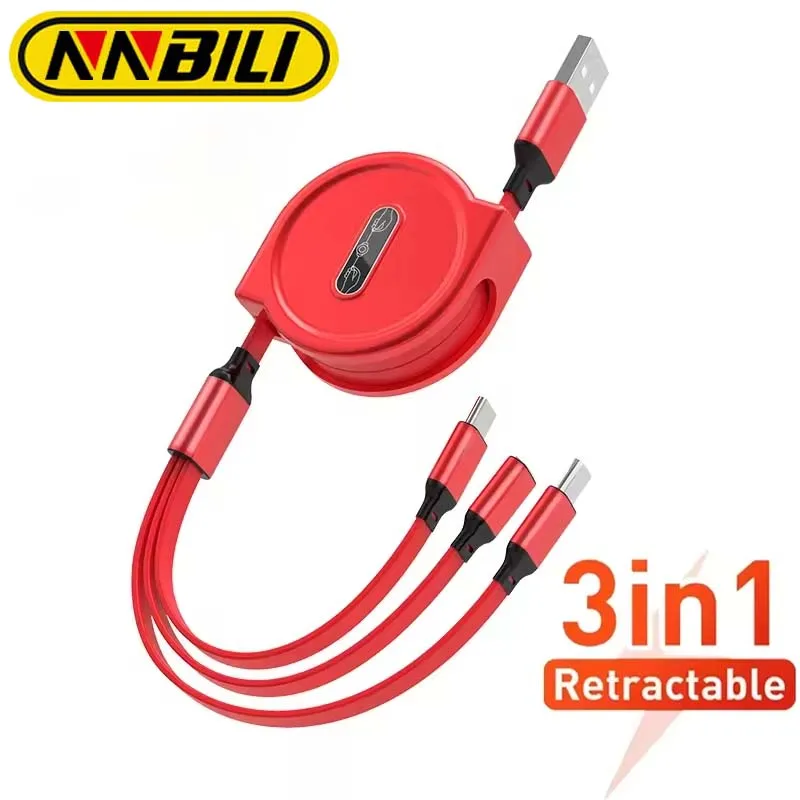 Nnbili-كابل usb قابل للسحب 3 في 1 ، شحن من النوع c ، مايكرو usb ، لهواتف iphone ، و hai ، و husai ، و #1