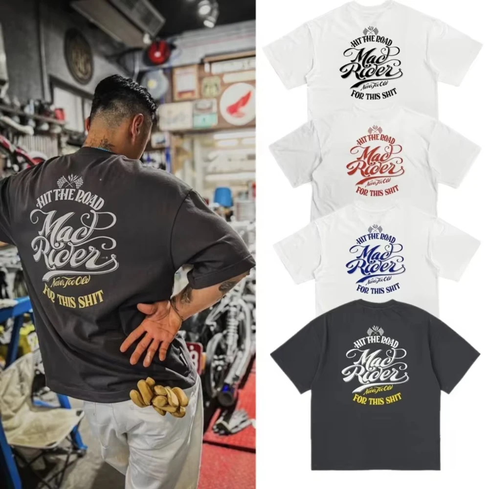 

2025 Summer fashion new High-quality Short-sleeved T-shirt Men's and Women's Same Street Locomotive Retro Printed Versatile Top