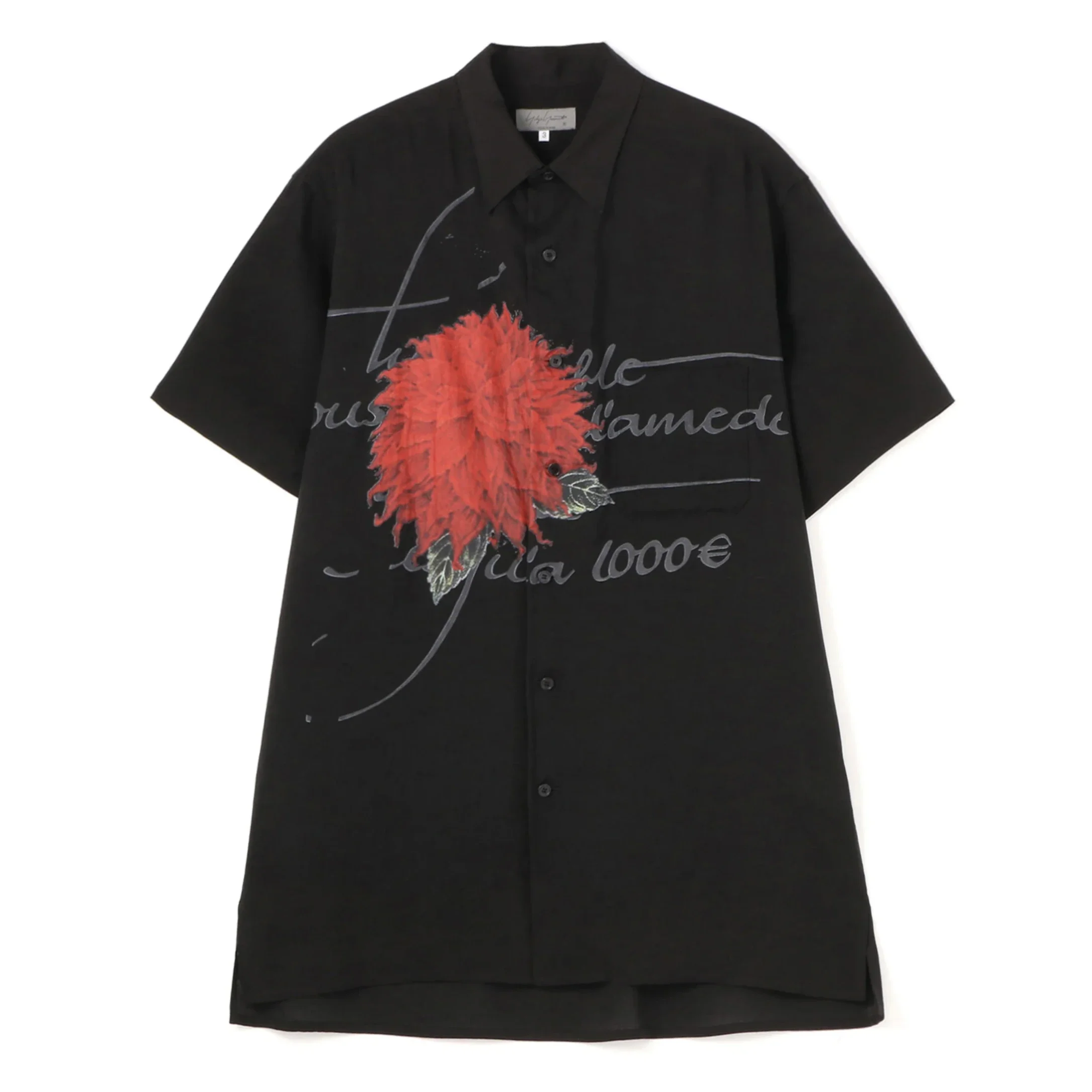 

YOJI OOAK COTTON SHIRT men's white cotton loose cellulose short sleeved shirt with dahlia print