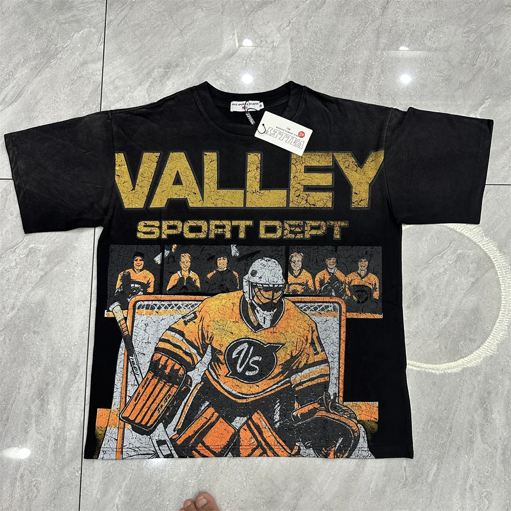 

VALLEY хип-хоп ретро футболка Vale для мужчин и женщин высокое качество повседневная одежда верхняя футболка уличная одежда