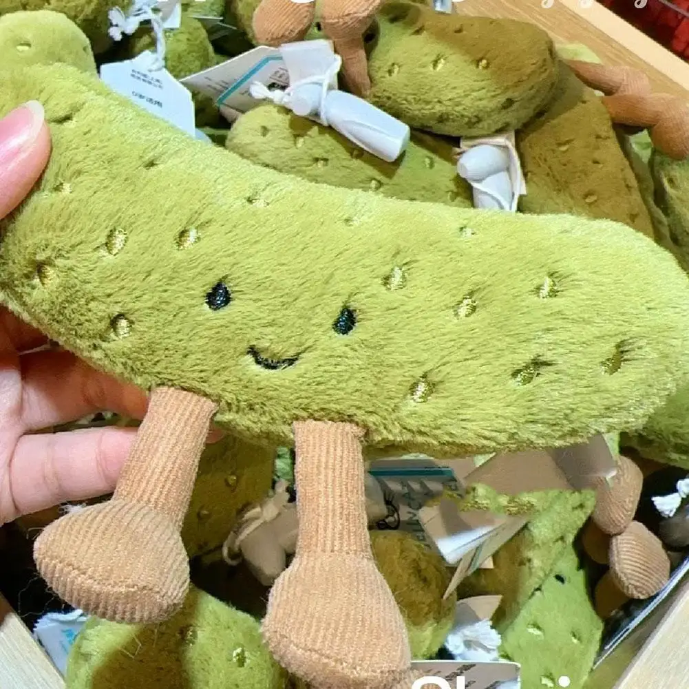 Giocattoli di peluche creativi a forma di cetriolo sott'aceto, bambola di cetriolo simulato super carino divano cuscino da comodino per la casa ornamenti da gioco alla moda