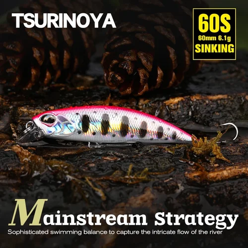 Imagen 2 del producto TSURINOYA 60S hundimiento Minnow señuelo de pesca DW67 60mm 6,1g cebo duro Artificial Lucio lubina trucha Jerkbait río Wobbler Crankbait