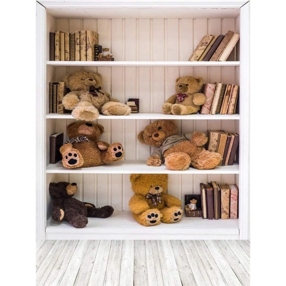 

Bookcase and Toy Bears Bookshelf children baby kids birthday party Baby Shower photo background photography backdrop banner