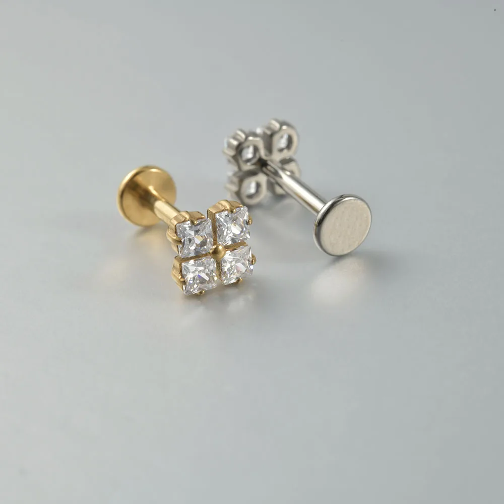 1pcs ASTM F316 Titanium CZ High Quality Labret Lip Studs 16g Ear Cartilage Tragus Helix Lobe Earrings Piercing Body Jewelry