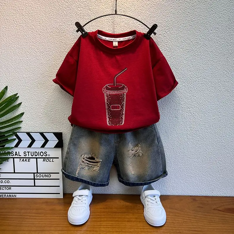 

Denim Children's Costume Kids Clothes Boy Junior Top Bottom Year Old Suit Outfit 4 Years Clothing Sets Boutique 2025 Baby Summer