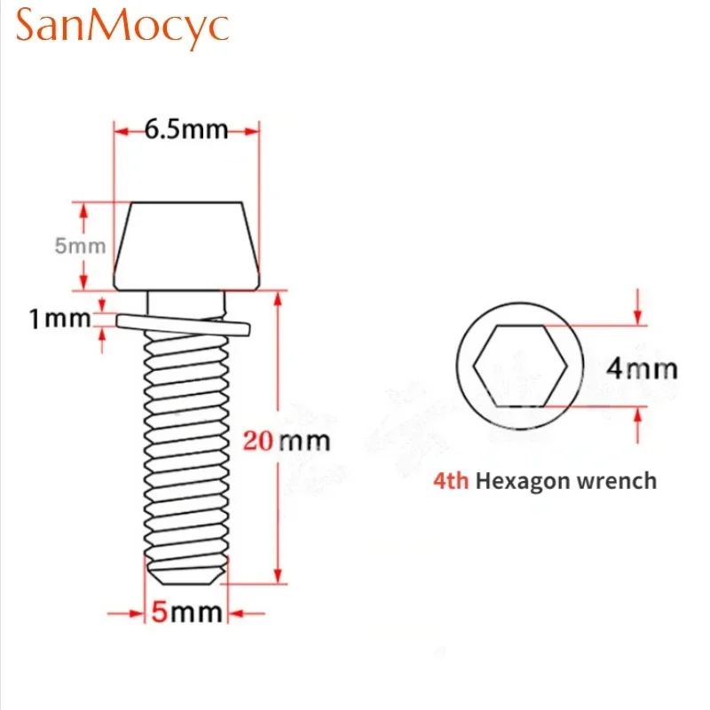 Stainless Steel M5/M6 MTB Bike Handlebar Stem Screws Hexagon Bolt Screws for Bicycle Handlebar Enhancement Bicycle Accessories