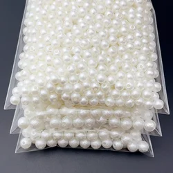 6-16mm ABS Straight Hole Frosted Wrinkle Crack Effect Imitation Pearl Rice White Plastic Pine Beads DIY Necklace Beaded Material