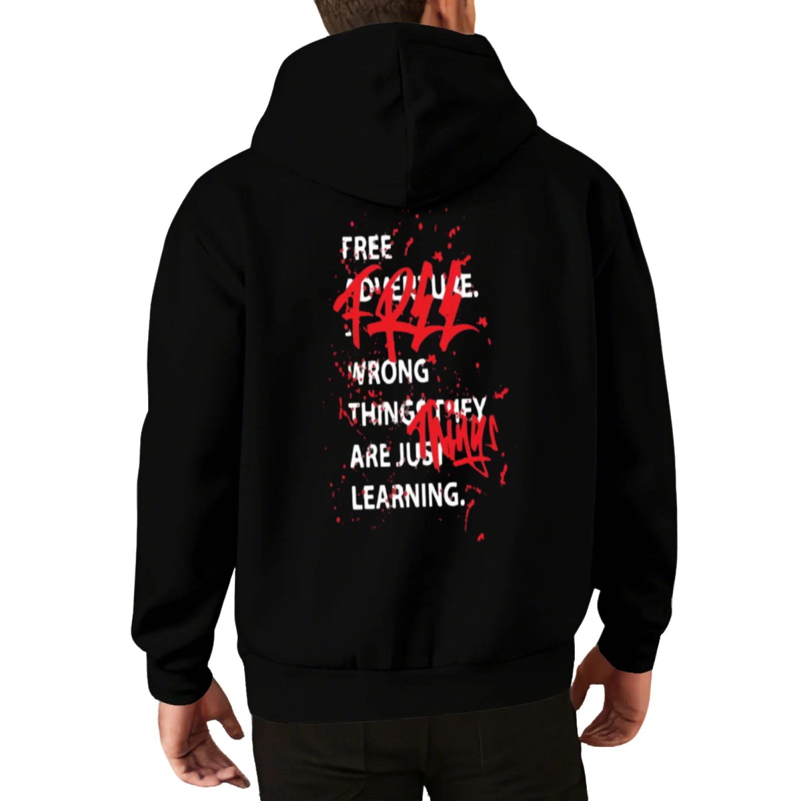 Free Your Mind Quote Hoodie Funny Graffiti Back Print Sweatshirt Unisex Casual Pullover Tops Hip Hop Fashion