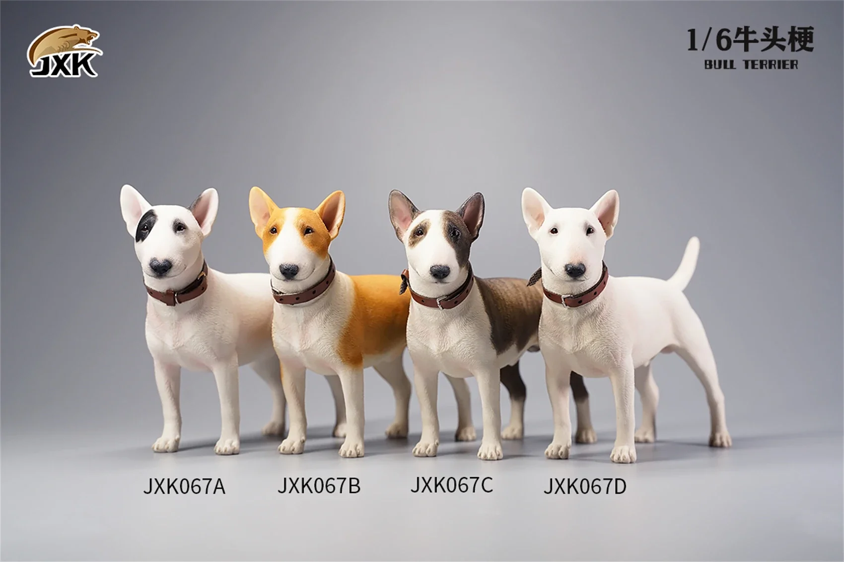 JXK 1:6 Scale Bull Terrier Figure Dog Pet Healing  Cute Canidae Animal Collector Toy Resin Desktop Decoration Gift