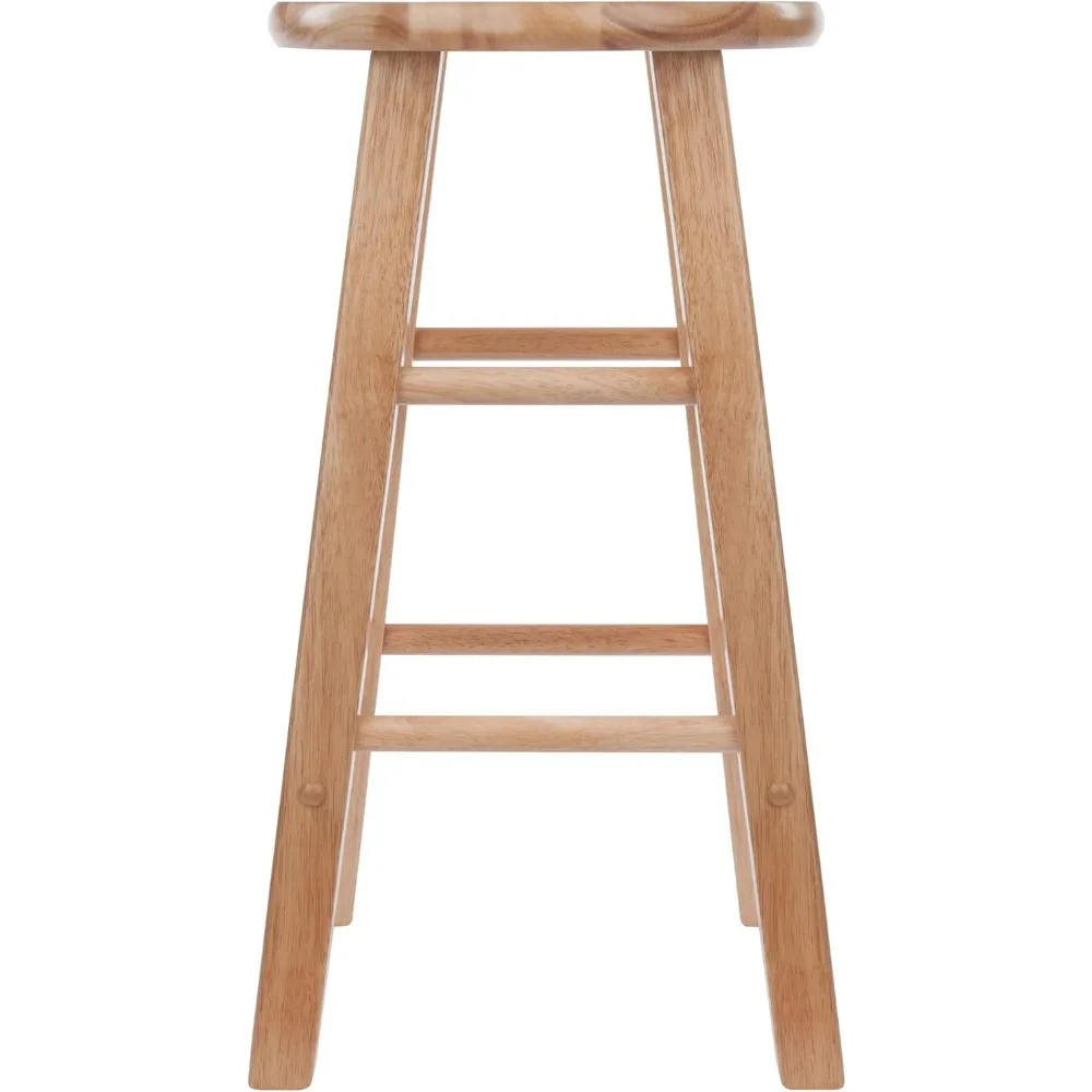 Juego de taburetes de mostrador moderno de 2 piezas de 24 pulgadas, madera maciza, acabado natural, duradero y cómodo