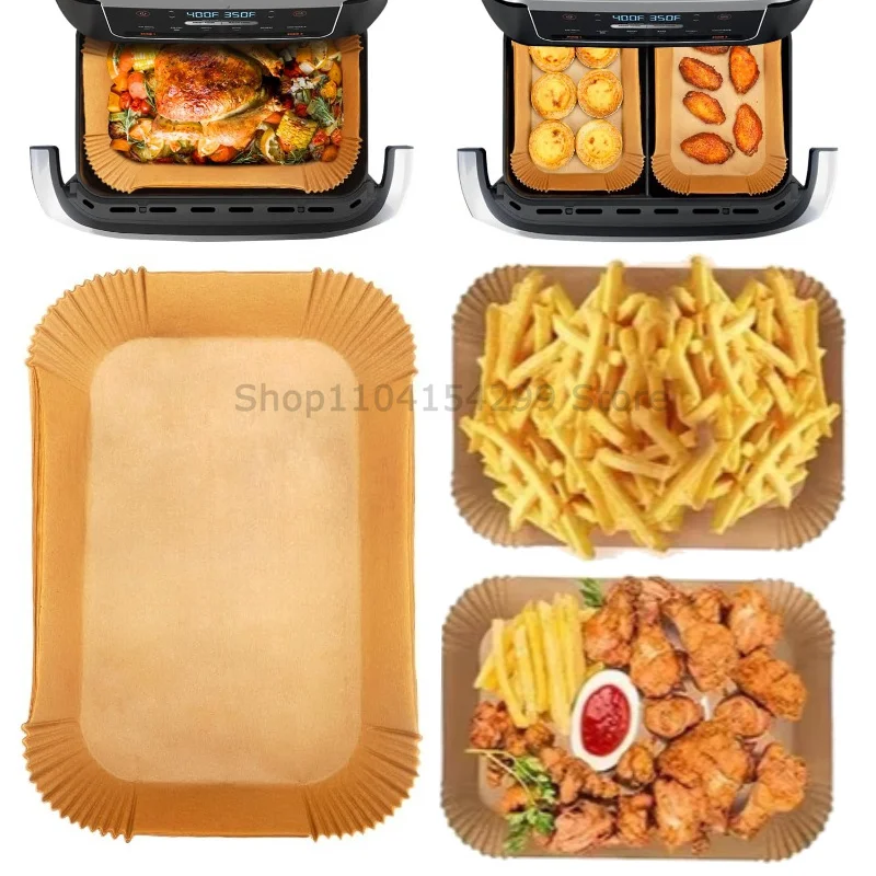 50/100pcs Disposable Air Fryer Paper Non-Stick Kitchen Baking Airfryer Mat Oilproof Micro-wave Barbecue Pad Baking Paper