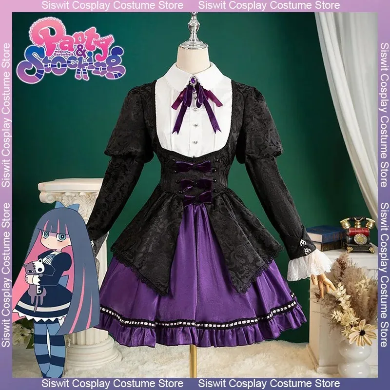

Anime Panty & Stocking with Garterbelt Stocking Anarchy Cosplay Costume Purple Lolita Dress Evening Uniform Carnival Party Suits
