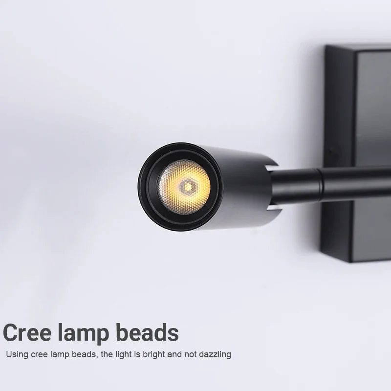 Modern minimalist LED reading light, indoor wall lamp, bedroom, living room, study room, hotel bedside, home interior decoration image 5