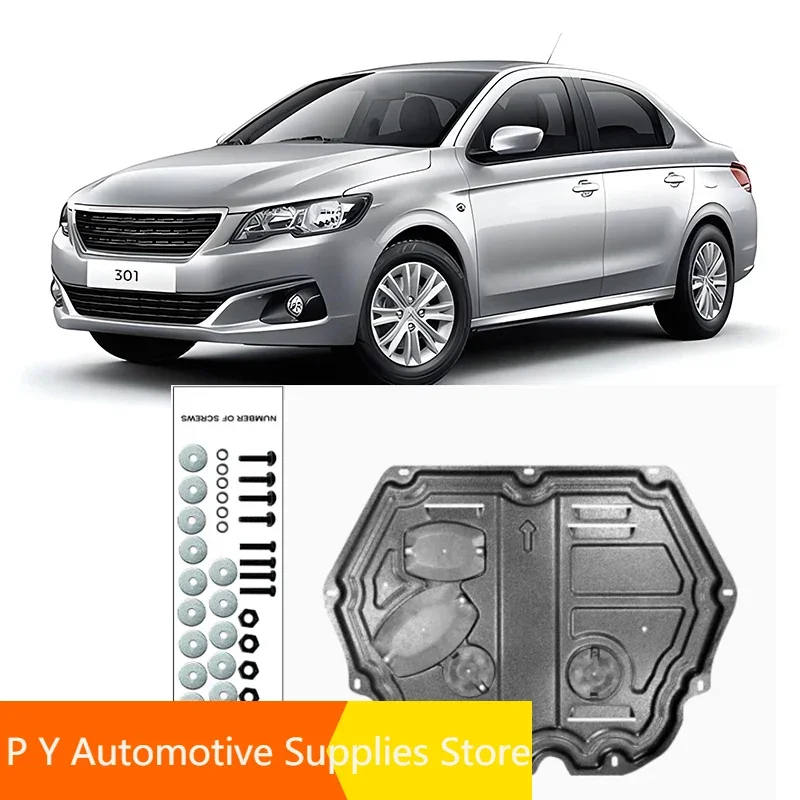 For Peugeot 301 2014-2018 2017 Engine Base Guard Shield Splash Mud Flap Gear Box Under Fender Cover Board Plate Accessories