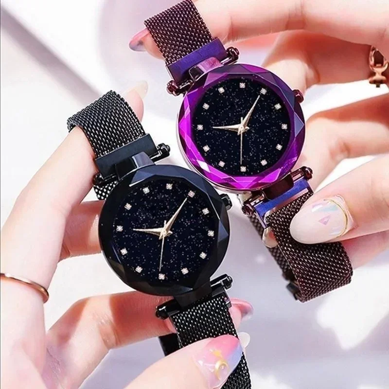 Luxury Starry Sky Watches Women Bracelet Rhinestones Watch Quartz Wristwatches Ladies Thin Steel Magnetic Buckle Wristwatch