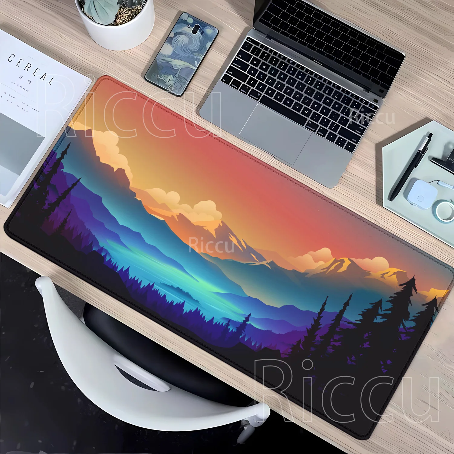 Mousepad scenery landscape mountain sunset cartoon overlock HD Printing Mouse Pad XXL Gaming Computer Nonslip 400x900mm Desk Mat