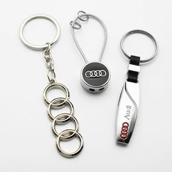 3d Metaal/Gevlochten Touw Auto Badge Sleutelhanger Decoratieve Sleutelhanger Ring Voor Audi A3 A4 A5 A6 A7 Q2 Q3 Q5 Q7 Tt T Tts Sline Rs4 B5 8V 8P