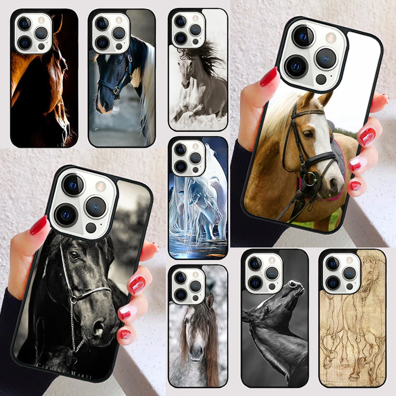 Horse Animal paint drawing cover For iPhone 15 16 13 12 11 14 Pro Max Mini Max SE 2020 7 8 6S Plus Phone Case