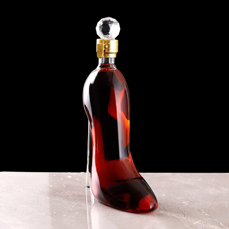 350ML High Heels Shape Decanter Luxurious Crystal Red Wine Brandy Champagne Glasses Decanter Bottle Bar Nightclub Drinking