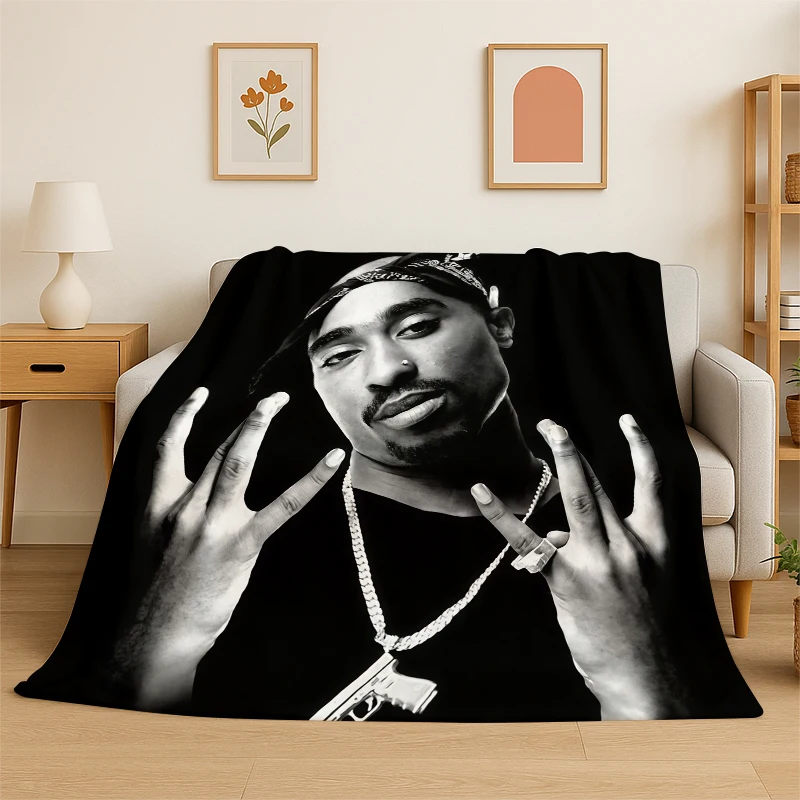 Rapper Eminem Tupac 6pac Hip Hop Rap God Flanelldecke, weiche, warme Überwurfdecke für Schlafzimmer, Wohnzimmer, Bett, Reisen, Picknick