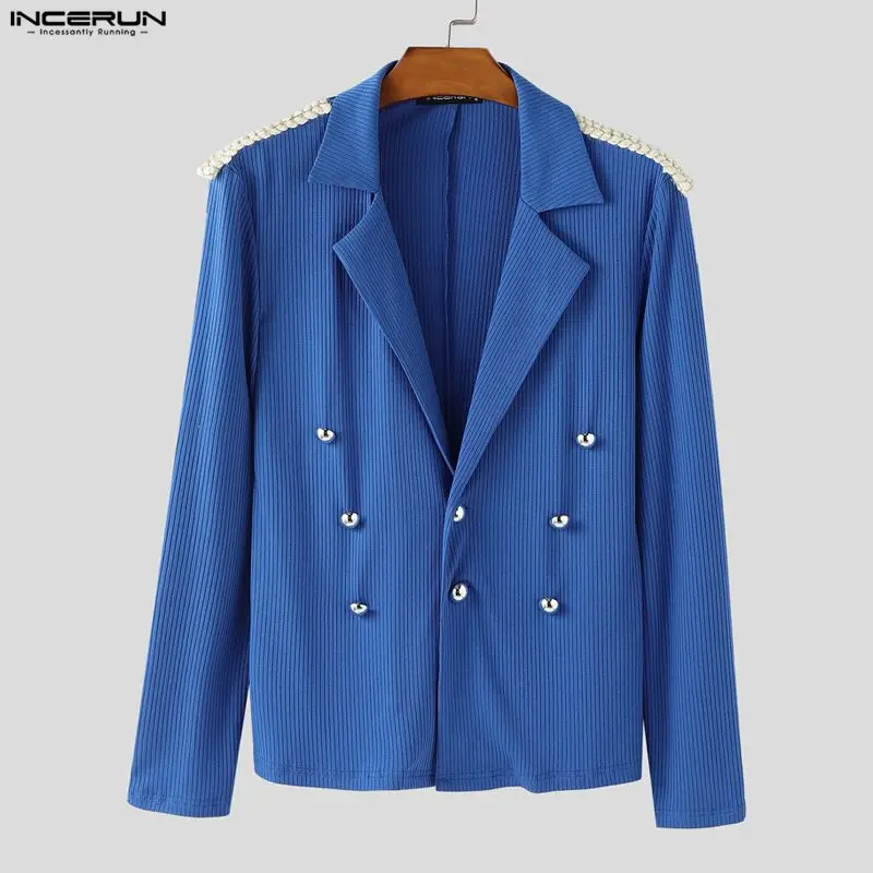 

INCERUN Men Blazer Patchwork Lapel Long Sleeve Button Male Suit Streetwear Elegant Fashion Casual Thin Coats Blazer Men S-3XL