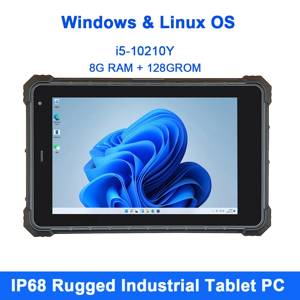 

8 inch Windows 11 Pro Industrial Tablet Intel i5-10210Y 8G+128G IP68 4G NFC 2D Barcode Scanner Linux OS Rugged Tablet PC