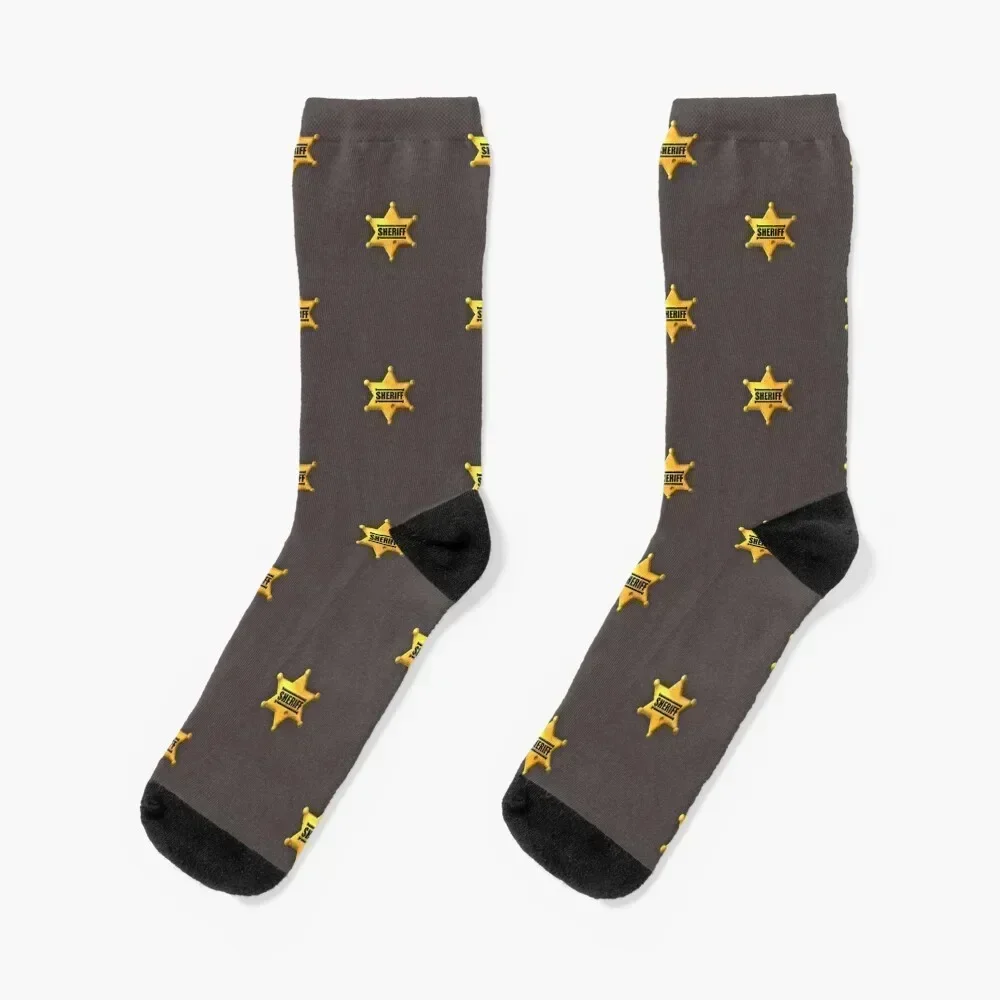 

Sheriff's badge Socks with print set happy Non-slip Socks Female Men's