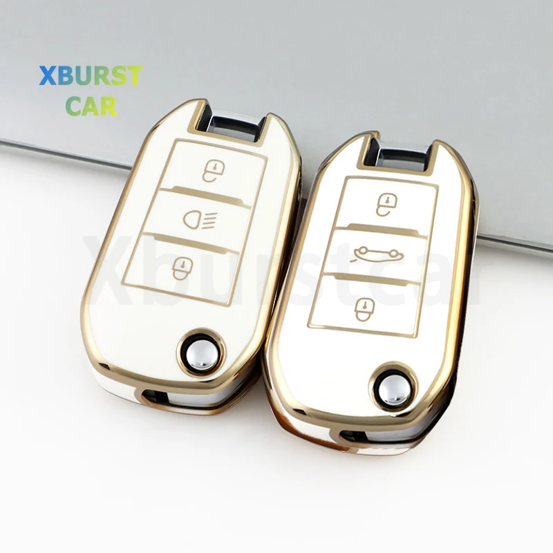 Tpu escudo acessórios do carro para peugeot 208 3008 308 508 408 2008 307 4008 para citroen c4 c3 c6 cactus c8 carro flip chave caso capa
