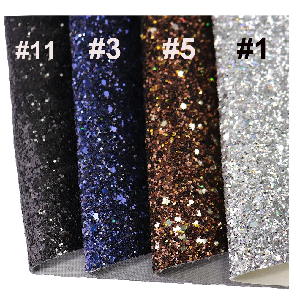 30x134cm Roll Silver Gold Chunky Glitter Fabric Faux Synthetic Leather For Bows Earring Decorative DIY AY126