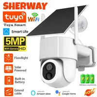 Tuya-cámara de seguridad Solar WiFi para exteriores, inalámbrica, batería de baja potencia de 5MP, PTZ, detección de movimiento PIR, videovigilancia CCTV