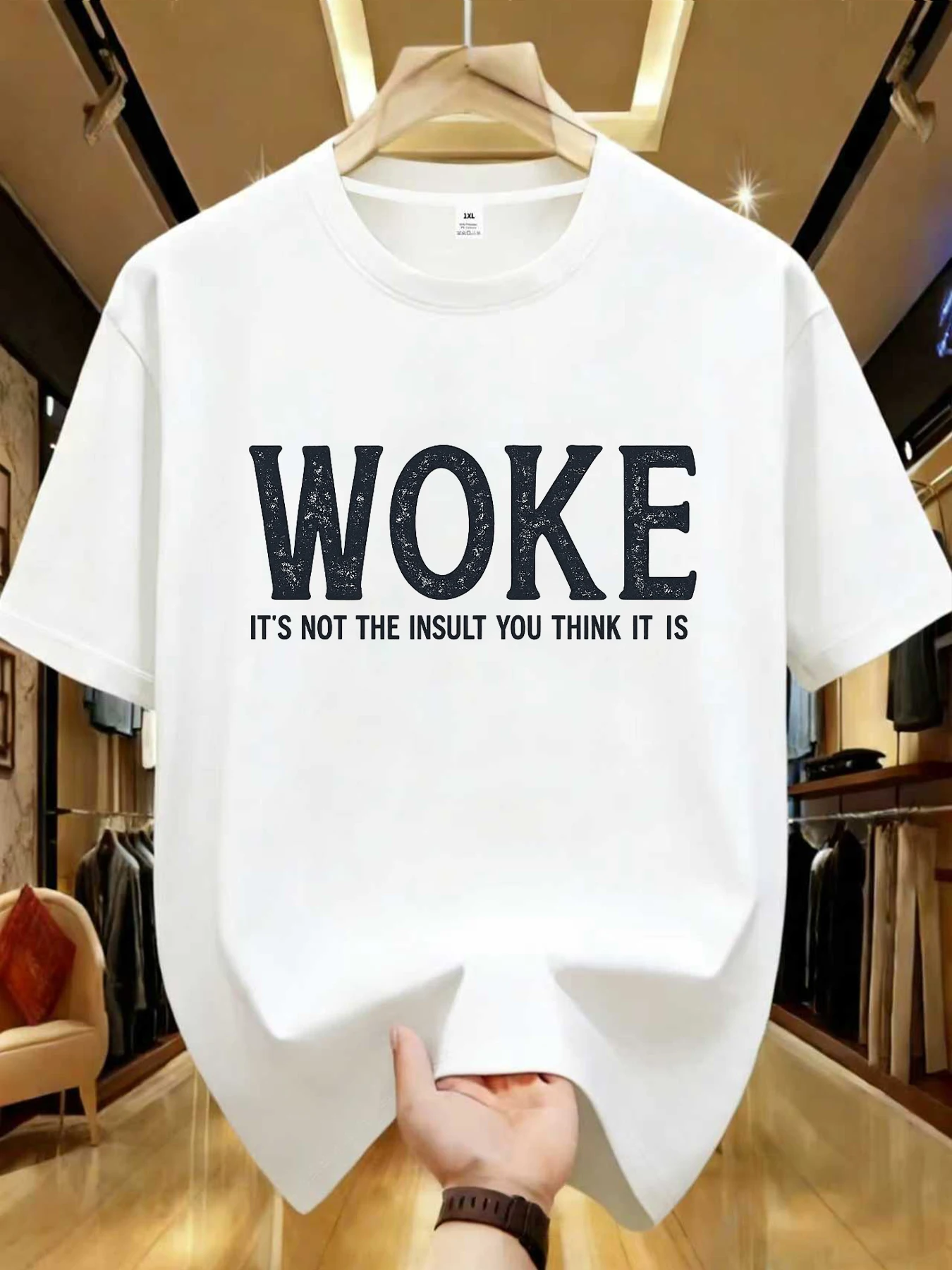 

【WDS01511】Trendy letter printed plus size women's round neck T-shirt summer casual short sleeved top street fashion versatile