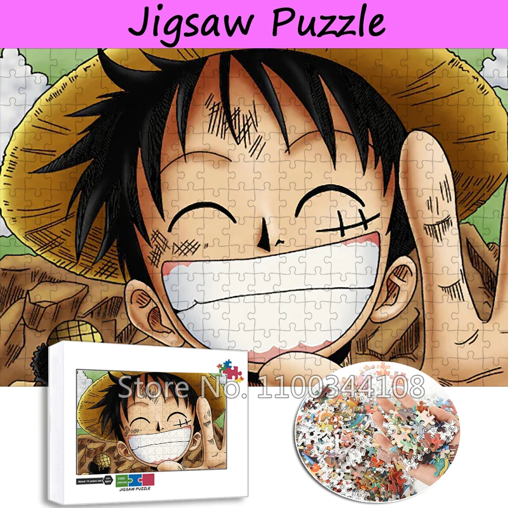 One Piece Monkey D. Luffy Puzzle 300/500/1000 PCS Popular Anime Jigsaw Puzzles Adult Handmade Toy Collection Decompression Game