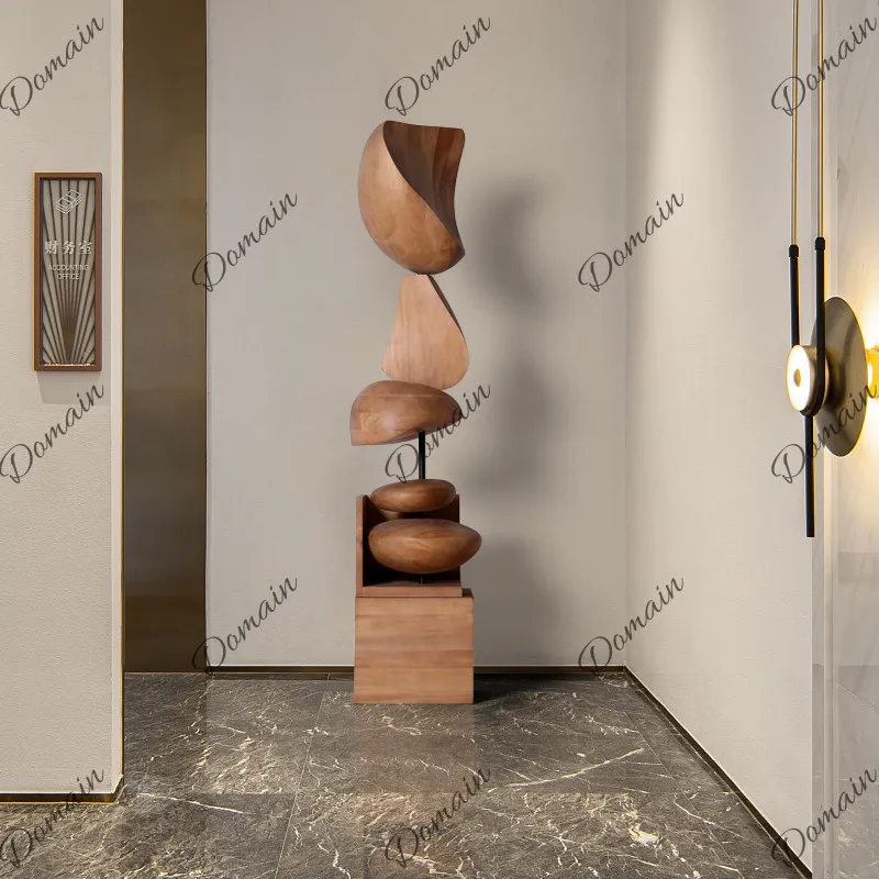 Art sculpture floor-to-ceiling ornaments Tea room porch Hotel staircase creative wood carving soft decoration