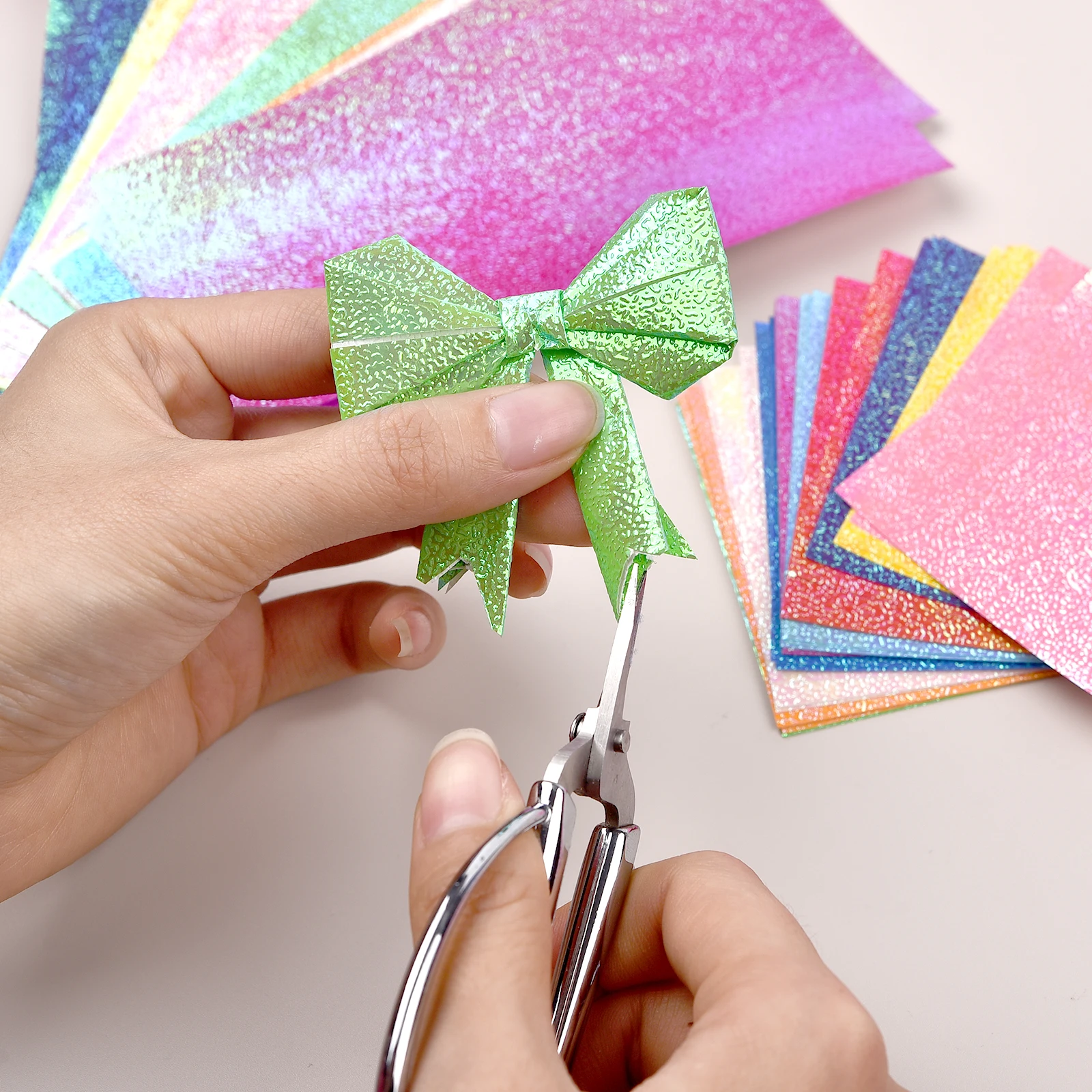 50 sztuk błyszczący papier origami podwójne strony jednolity kolor papier składany perłowy połysk Handmade DIY Scrapbooking Craft Decor