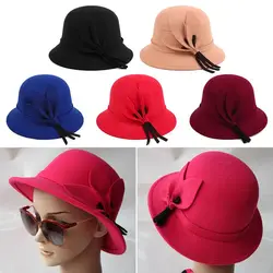 Girl Elegant Fisherman Cap Autumn Winter Warm Hat Women Vintage Retro Hat Felt Bucket Cap Church Bowler Cloche Hats