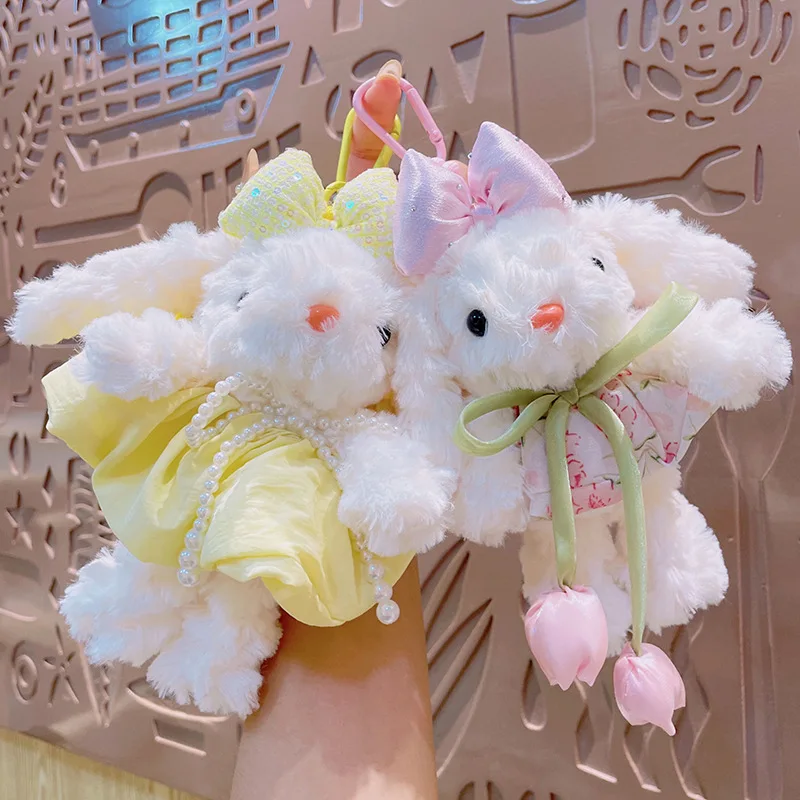 귀여운 토끼 플러시 인형 키체인 플러시 소프트 인형 장식용 인형 장난감 펜던트 선물